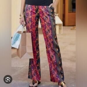 Soft Surroundings Floral Patterned & Stylish Wide leg Pants Multi Colors PM